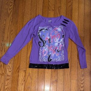 Justice Purple 'Shine Bright' Long Sleeve Tee with Sequin Trim